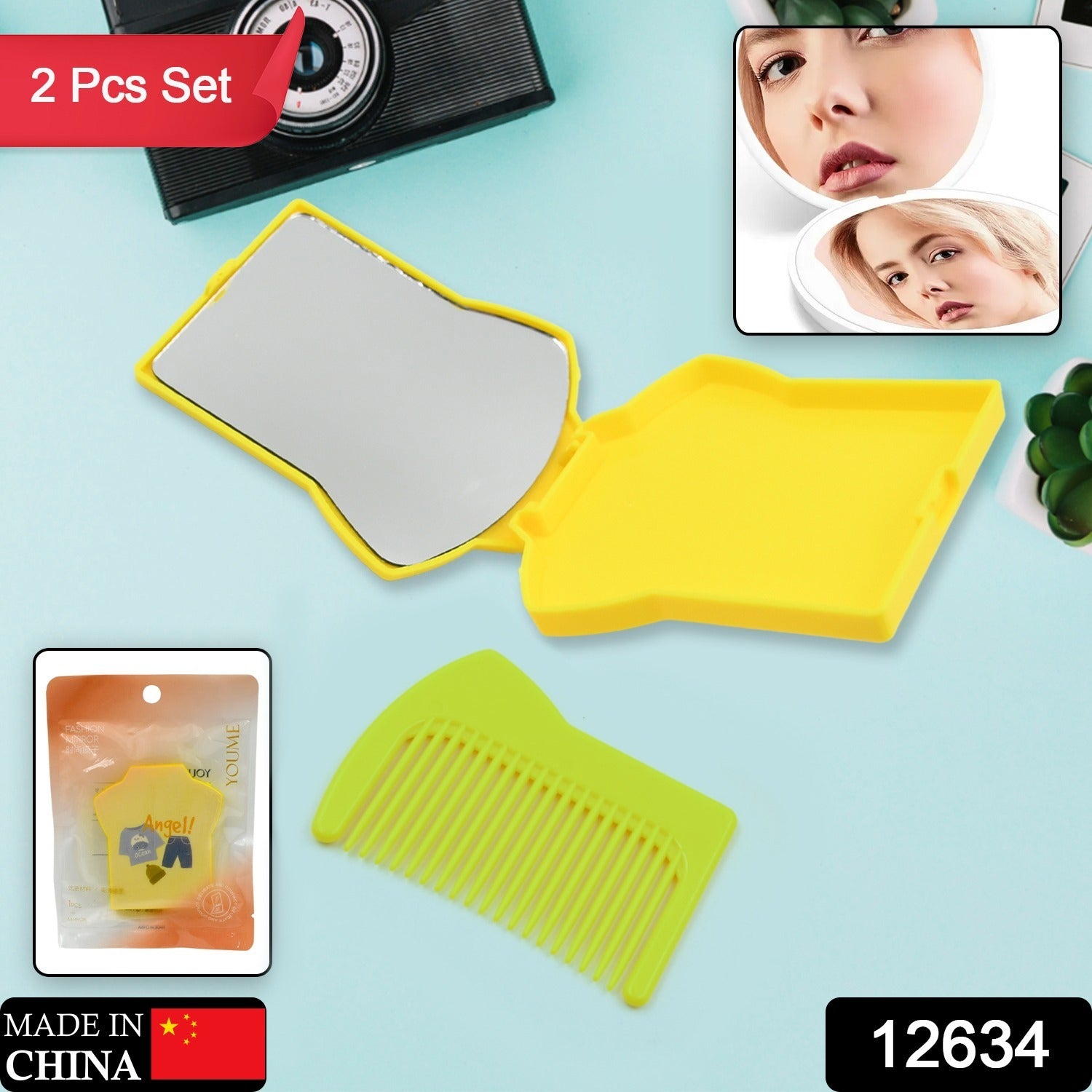 12634 Combo Of Hair Comb And Mirror Set For Women And Girls Casual And Travelling Use Folding Pocket Hairbrush, Mini Hair Comb Compact Travel Size, Hair Massage Comb, For Men Women And Girls 12634 Combo Of Hair Comb And Mirror Set For Women And Girls Casual And Travelling Use Folding Pocket Hairbrush, Mini Hair Comb Compact Travel Size, Hair Massage Comb, For Men Women And Girls